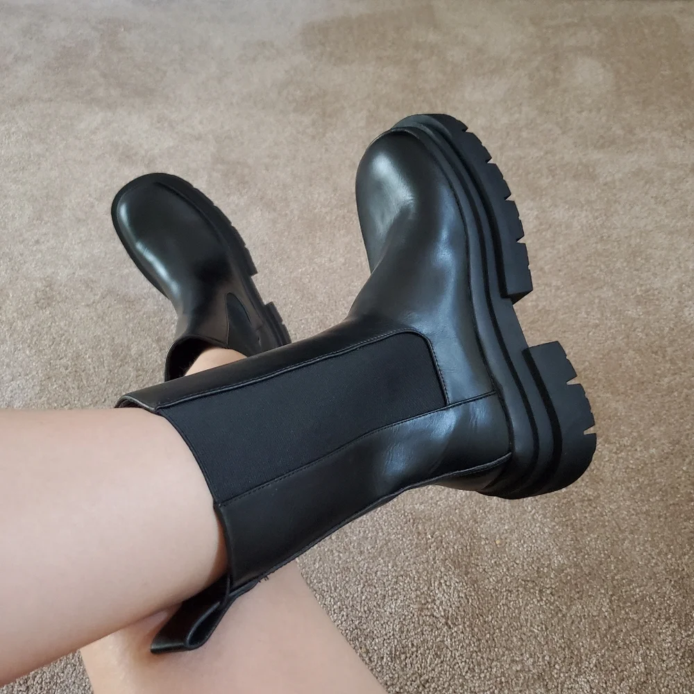 NWT ZARA * Lug Sole Platform Rugged Thick Platform Ankle BOOTS